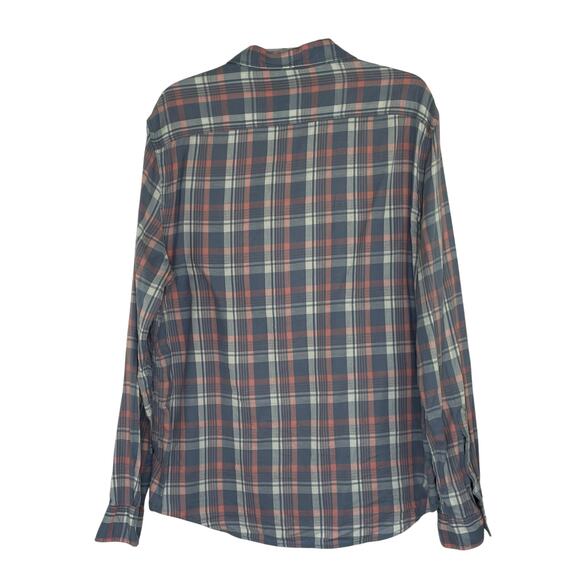 Faherty gray orange plaid button up down long sleeve men's shirt size Large - Picture 4 of 11